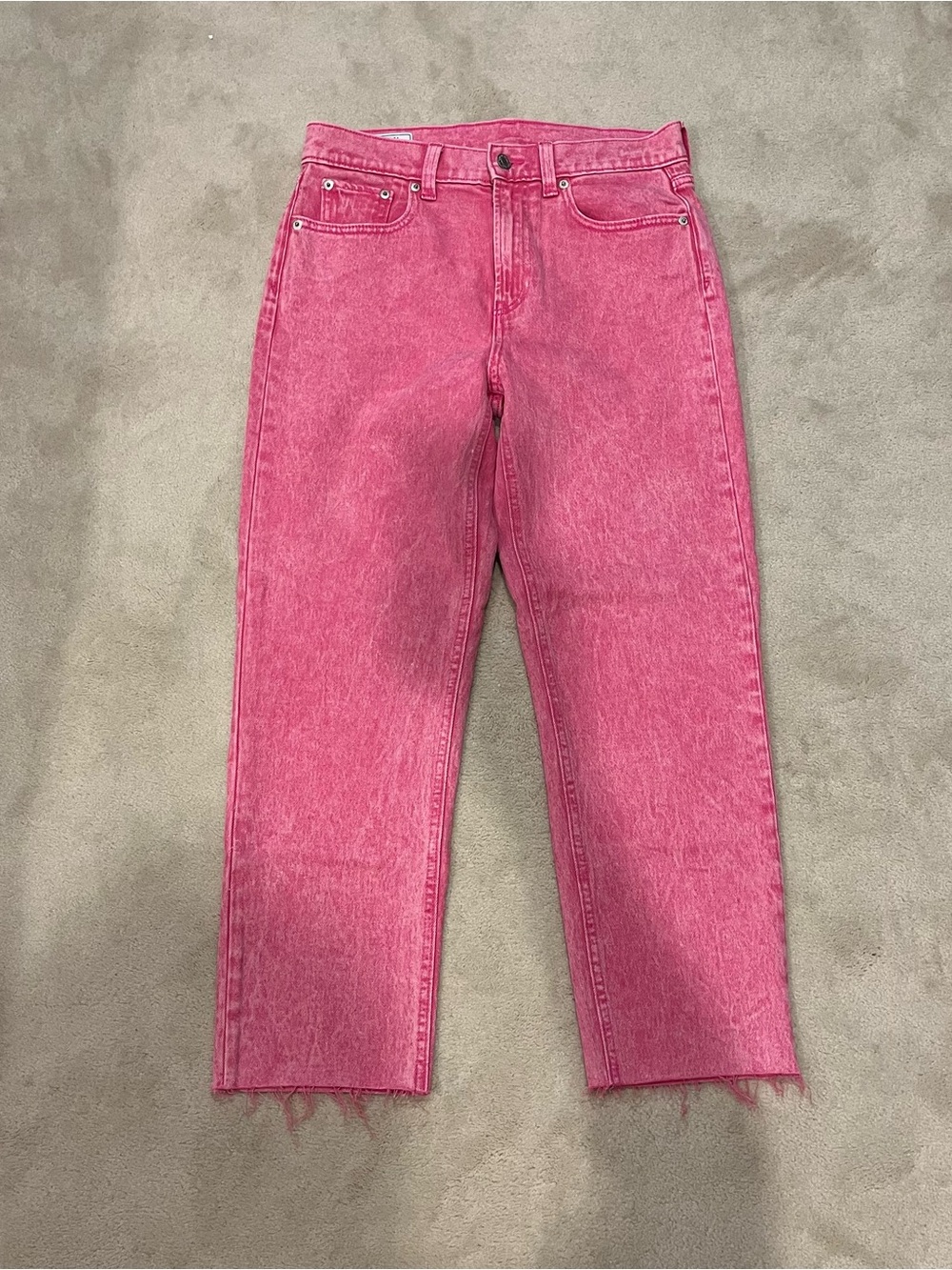 GAP Pink High-Rise Straight-Leg Jeans